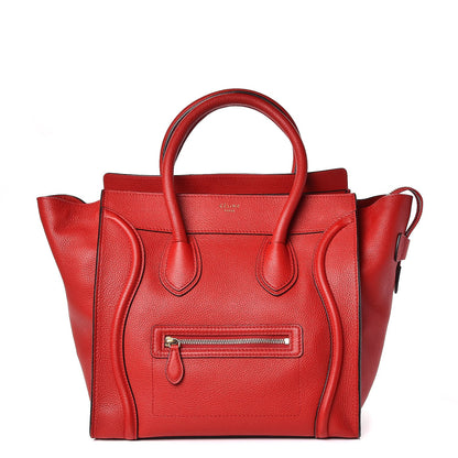 Celine Drummed Calfskin Mini Luggage Coquelicot 1 of 8
