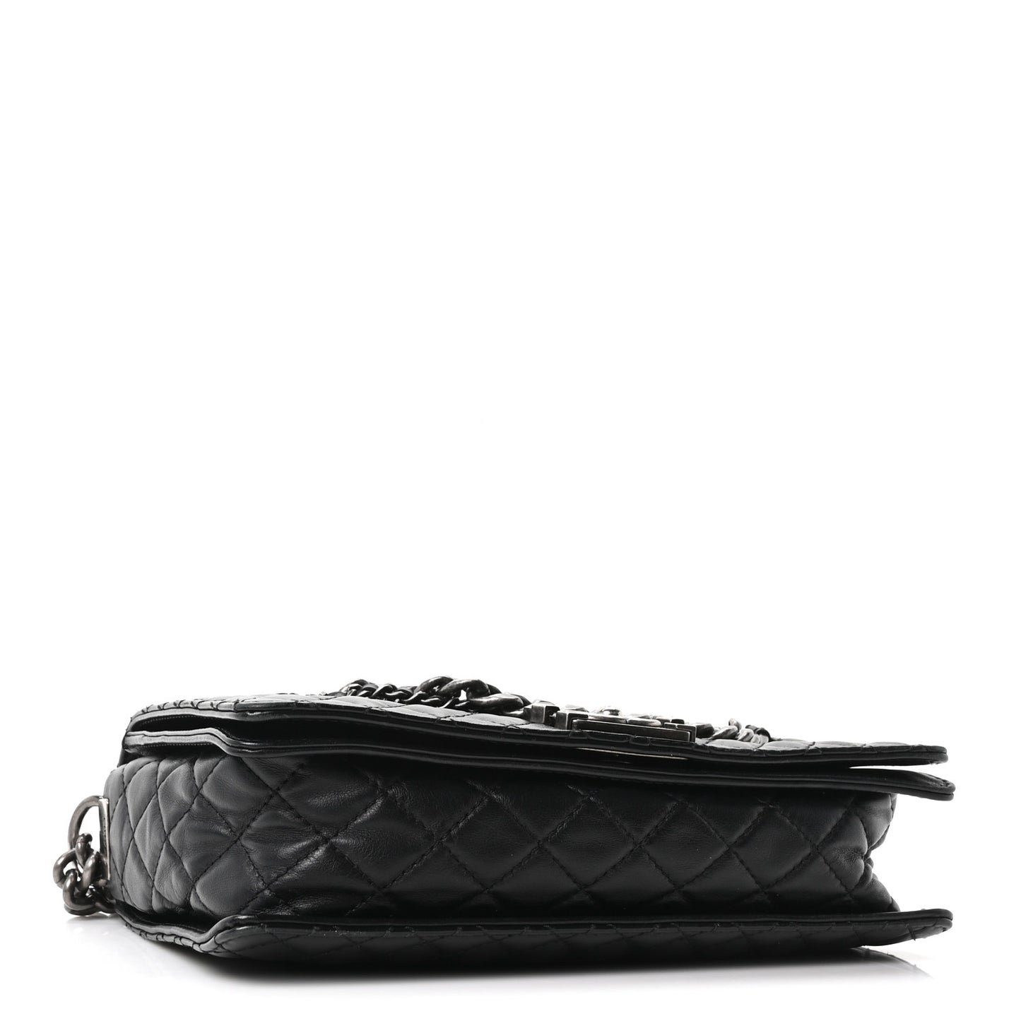 Calfskin Enchained New Medium Boy Flap Black