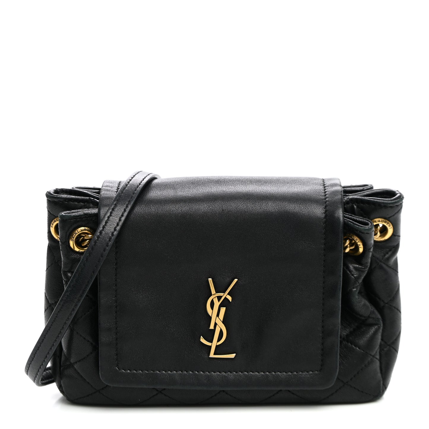 Lambskin Quilted Monogram Mini Nolita Black
