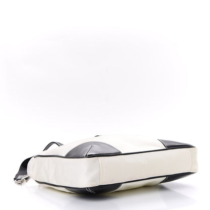 Prada Nylon Tessuto Calfskin Tote Black White 5 of 9