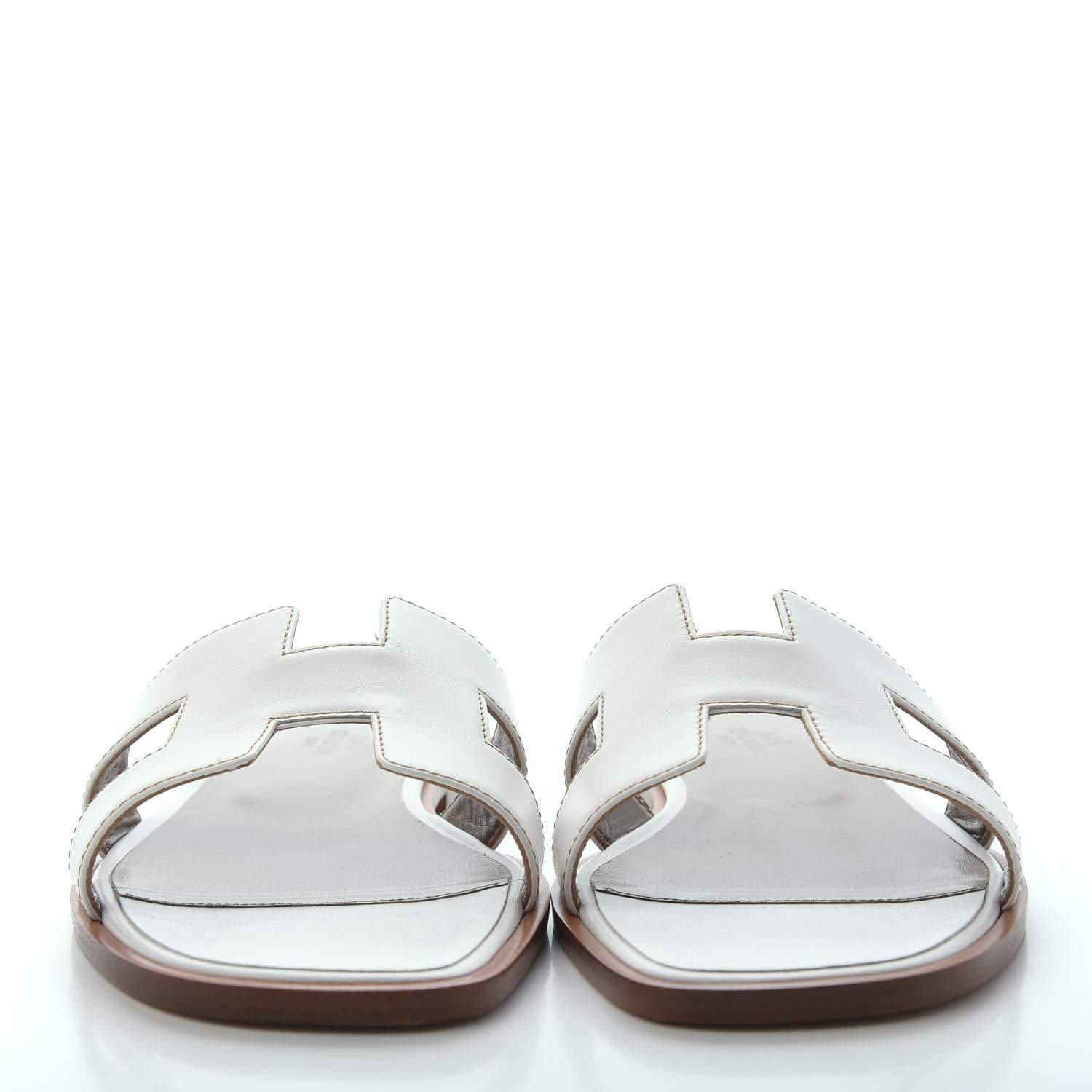Hermes Box Calfskin Oran Sandals 40.5 White 2 of 4