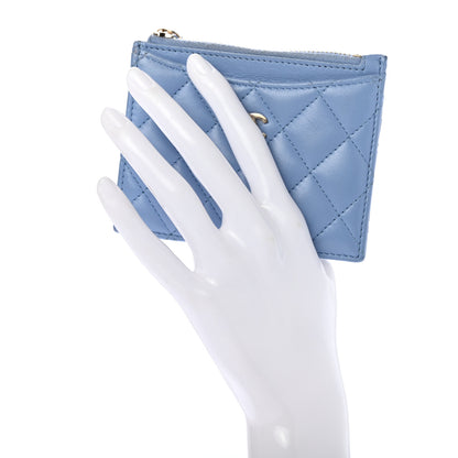 Chanel Lambskin Quilted CC Zip Card Holder Light Blue 2 of 6