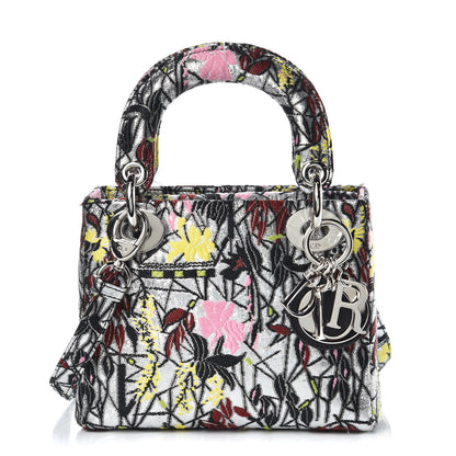 Christian Dior Metallic Canvas Embroidered Mini Lady Dior Argent Multicolor 1 of 9