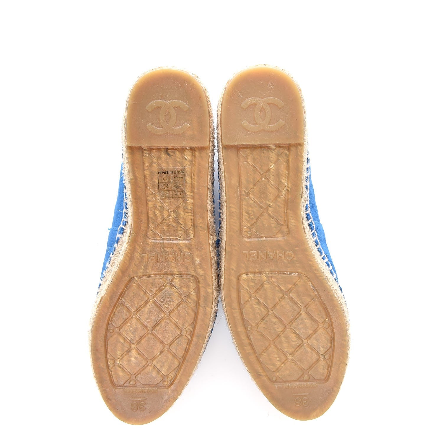 Chanel Suede Lambskin CC Espadrilles 38 Blue 5 of 10
