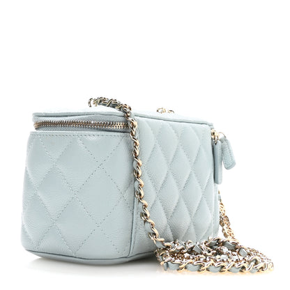 Chanel Caviar Quilted Small Tiny CC Vanity Case With Chain Light Blue Light Blue 3 of 12