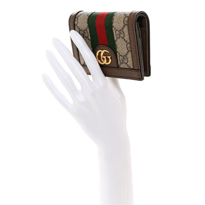 Gucci GG Supreme Monogram Web Ophidia Card Case Beige New Acero 2 of 8