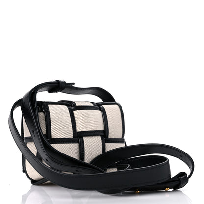 Bottega Veneta Canvas Intrecciato Mini Cassette Crossbody Bag Natural Black 3 of 8