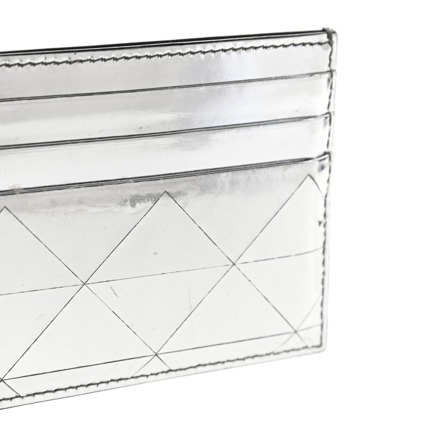 Spazzolato Triangle Patterned Card Holder Argento