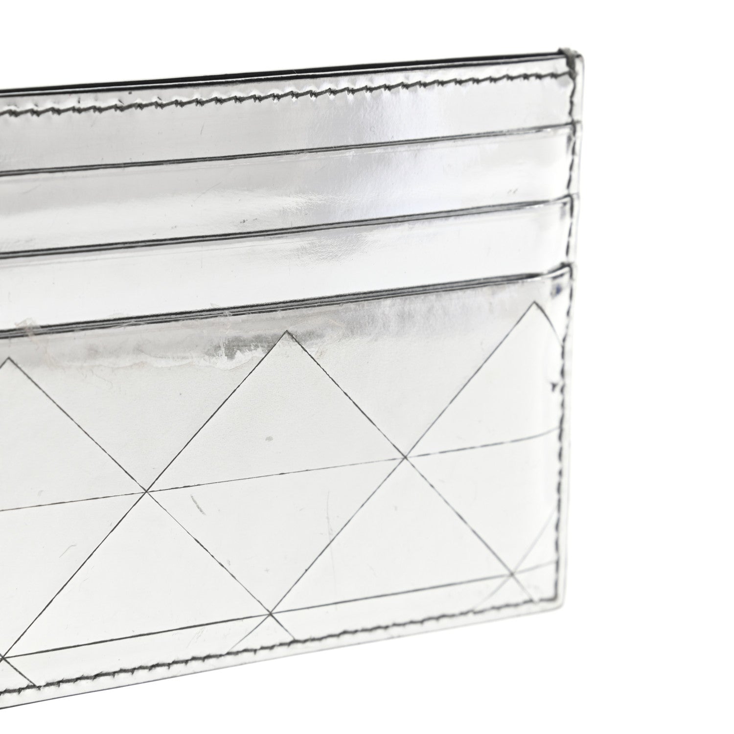 Prada Spazzolato Triangle Patterned Card Holder Argento 7 of 9