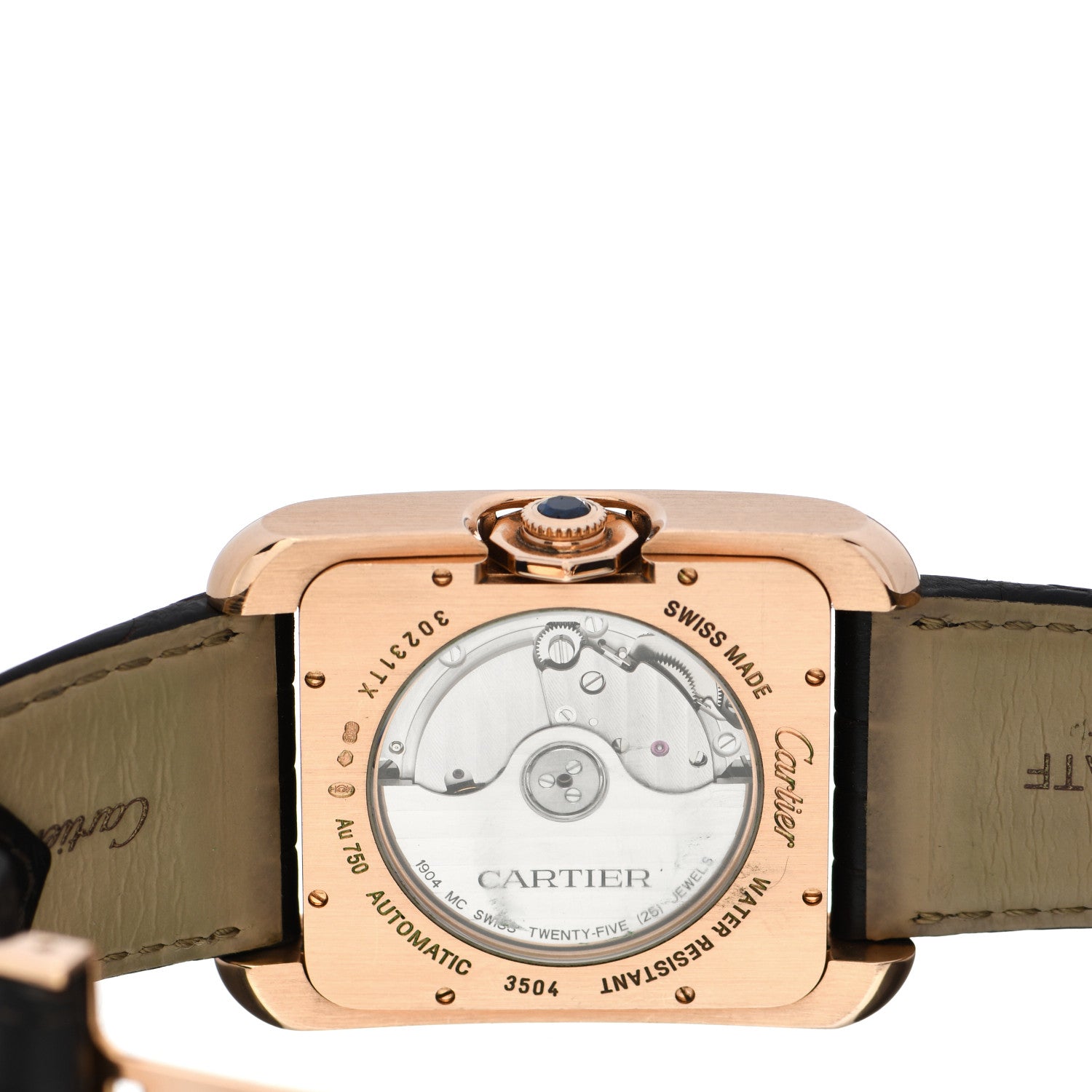 Cartier 18K Pink Gold Alligator 36m Tank Anglaise Automatic Watch Brown 4 of 5