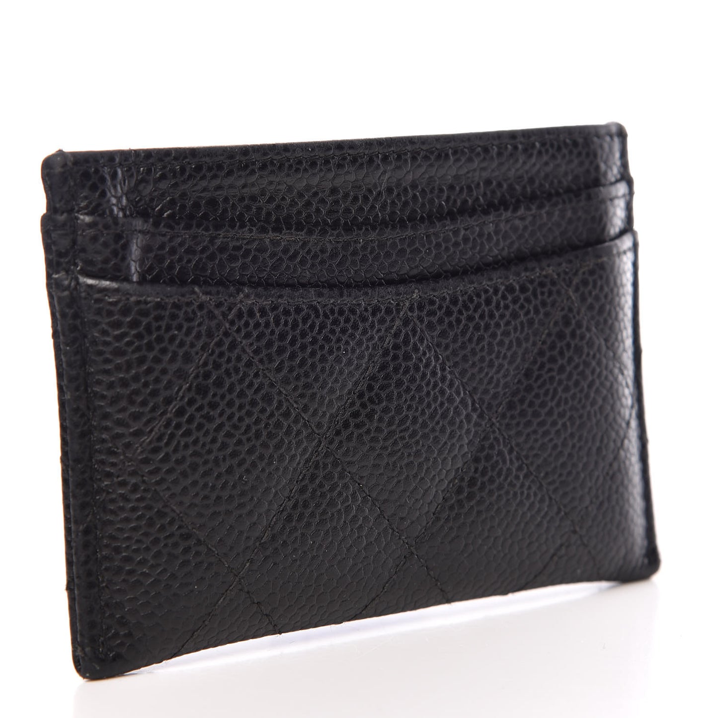 Caviar Quilted Card Holder Black