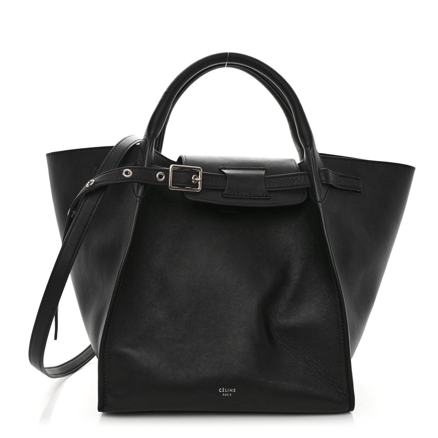 Supple Grained Calfskin Small Big Bag Black