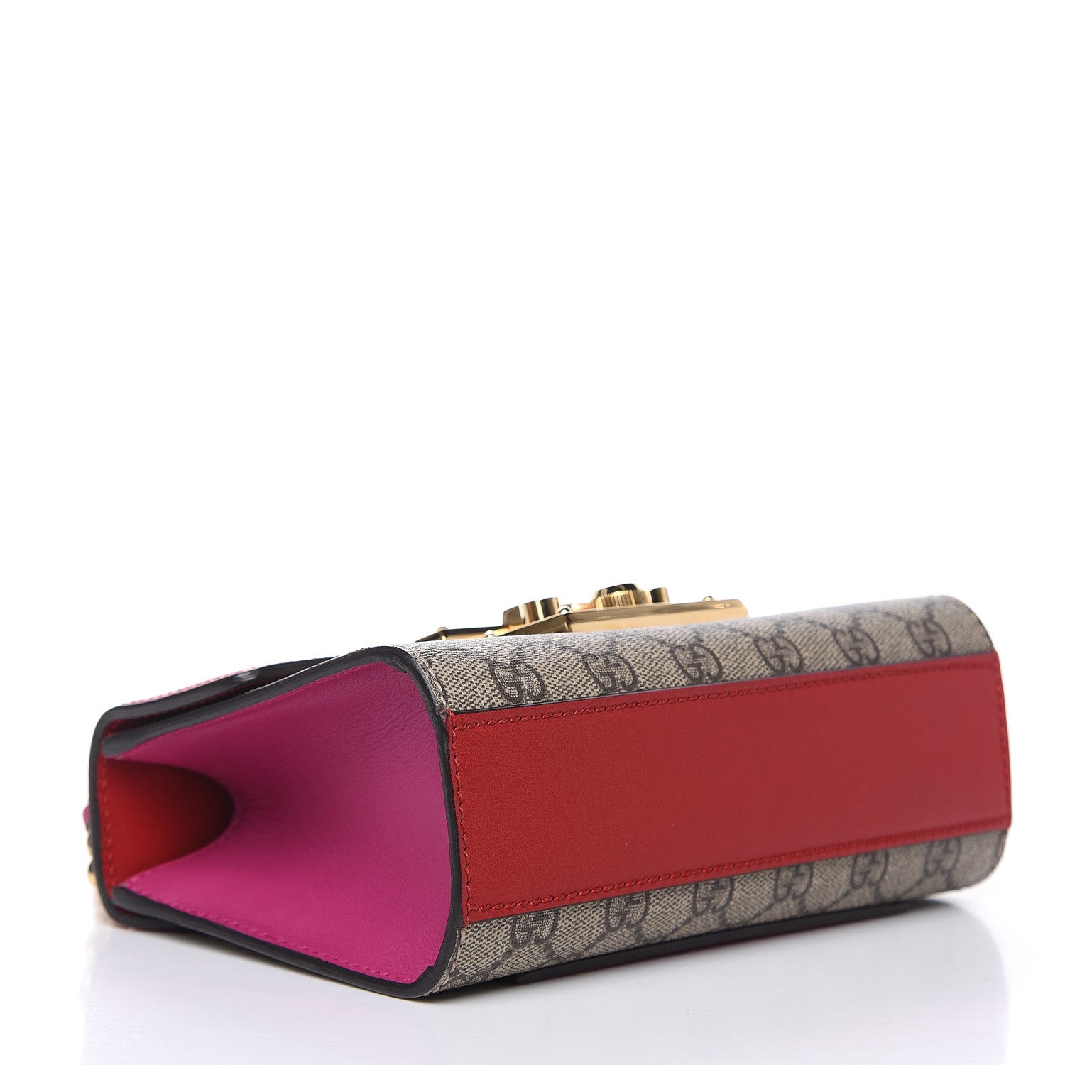 Gucci GG Supreme Monogram Calfskin Small Padlock Shoulder Bag Beige Hibiscus Red New Rosette 4 of 11