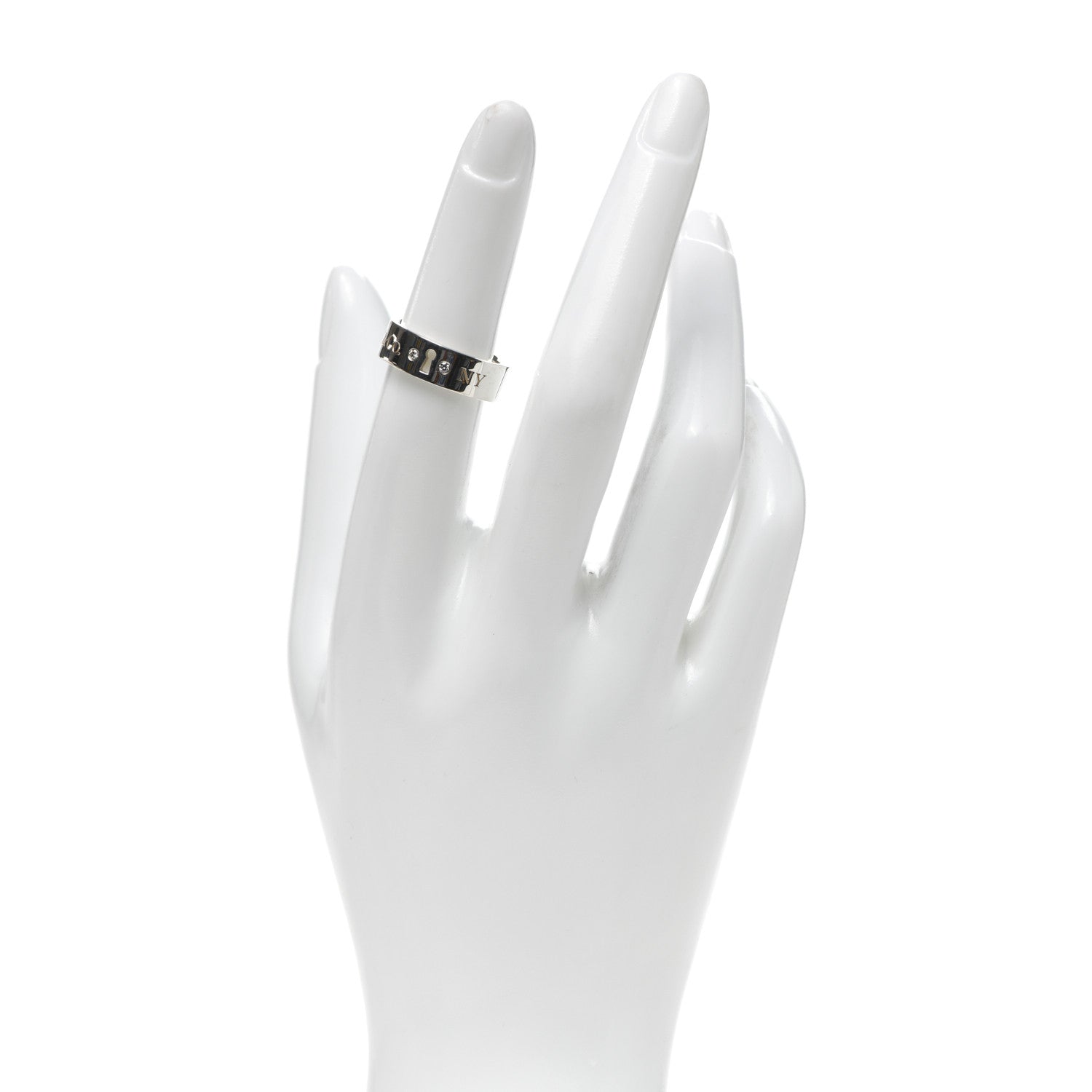 Tiffany Sterling Silver Diamond Locks Ring 51 5.75 2 of 5