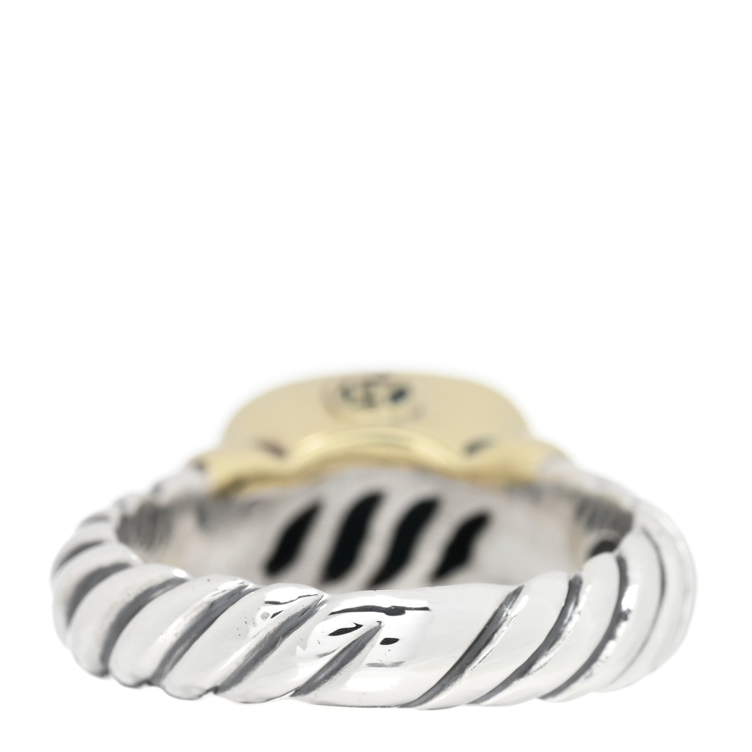 David Yurman Sterling Silver 14K Yellow Gold Turquoise 10mm Noblesse Ring 50 5.5 3 of 4