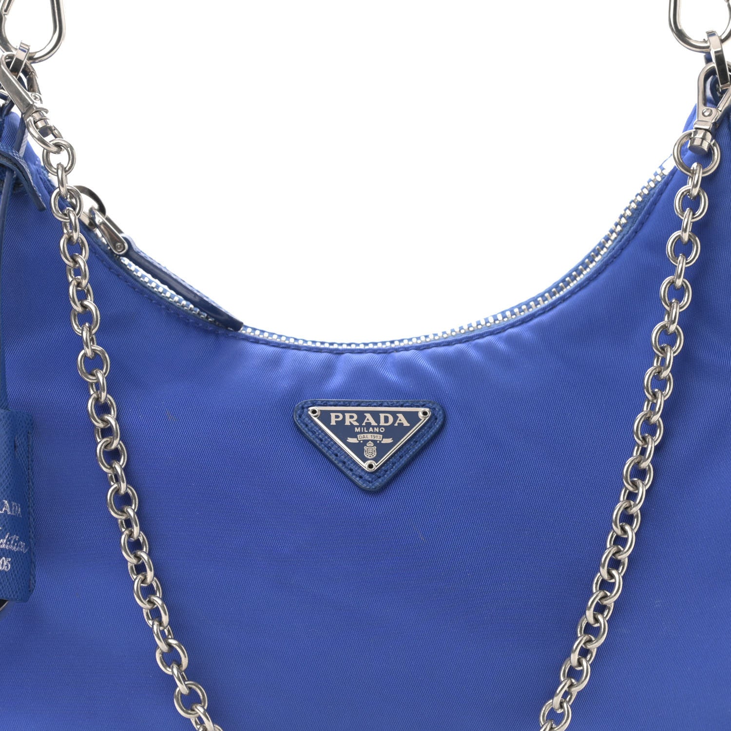 Prada Nylon Re-Edition 2005 Shoulder Bag Indaco 9 of 12