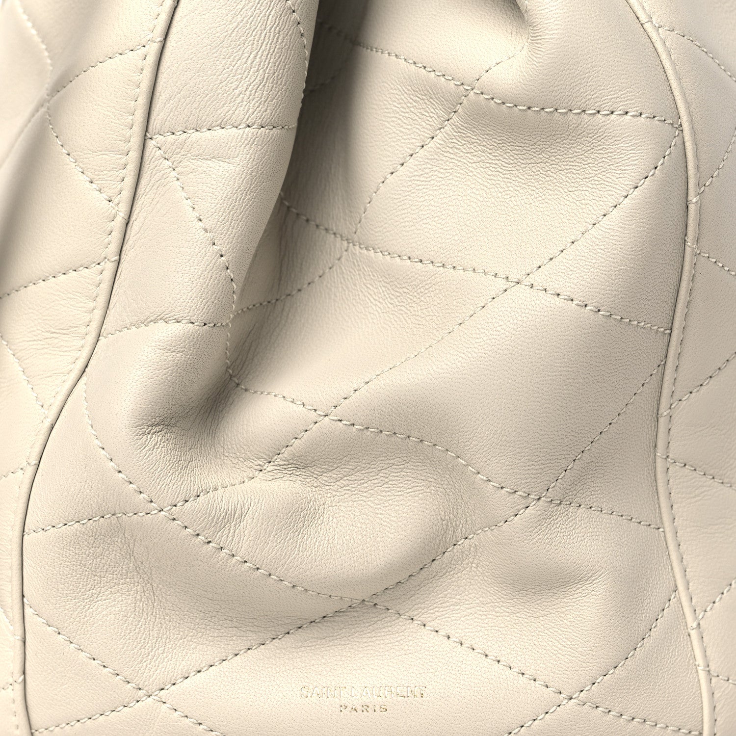 Saint Laurent Lambskin Quilted Le Maillon Bucket Bag Crema Soft 8 of 10