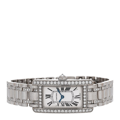 Cartier 18K White Gold Diamond Bezel 19mm Tank Americaine Quartz Watch 2 of 4