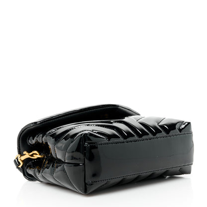 Saint Laurent Patent Y Quilted Monogram Toy Loulou Crossbody Bag Black 4 of 11