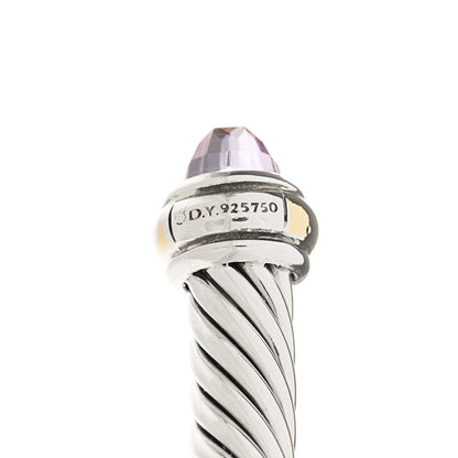 David Yurman Sterling Silver 18K Yellow Gold Amethyst 4mm Cable Classics Bracelet 4 of 4