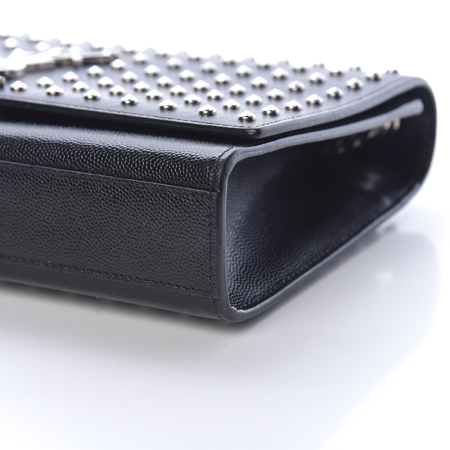Saint Laurent Grain De Poudre Studded Medium Monogram Kate Satchel Black 6 of 11