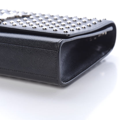 Saint Laurent Grain De Poudre Studded Medium Monogram Kate Satchel Black 6 of 11