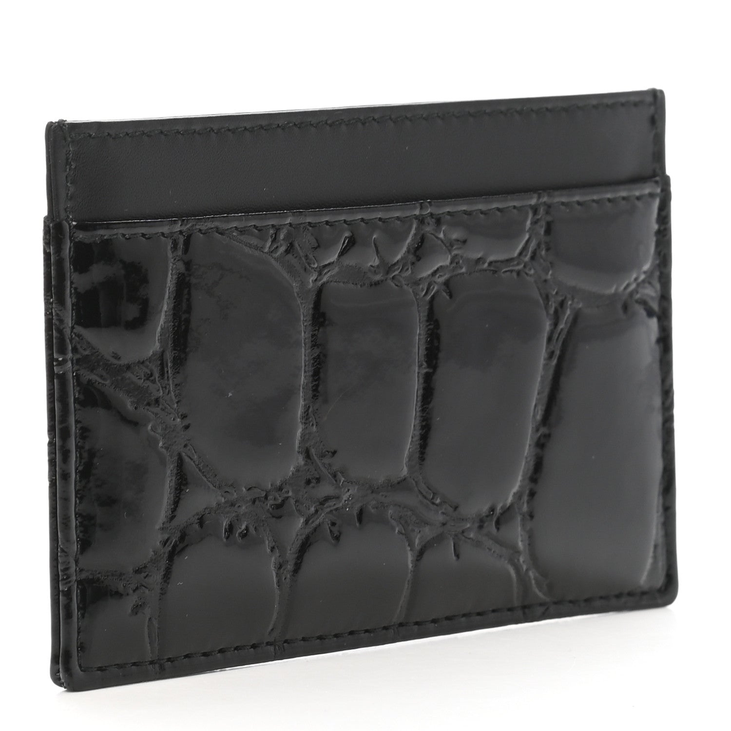 Miu Miu Patent Crocodile Embossed Saint Cocco Card Case Black 3 of 8