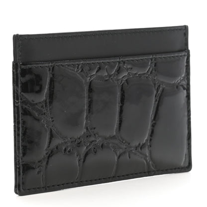 Miu Miu Patent Crocodile Embossed Saint Cocco Card Case Black 3 of 8