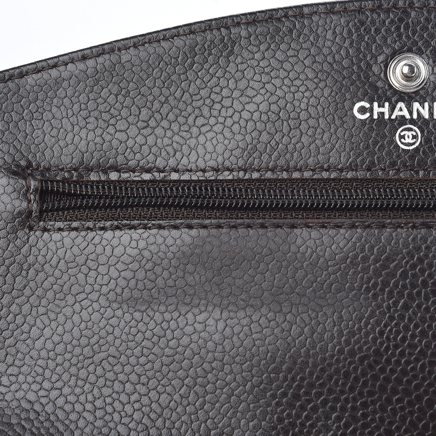 Chanel Caviar Timeless CC Wallet On Chain WOC Dark Brown 11 of 18