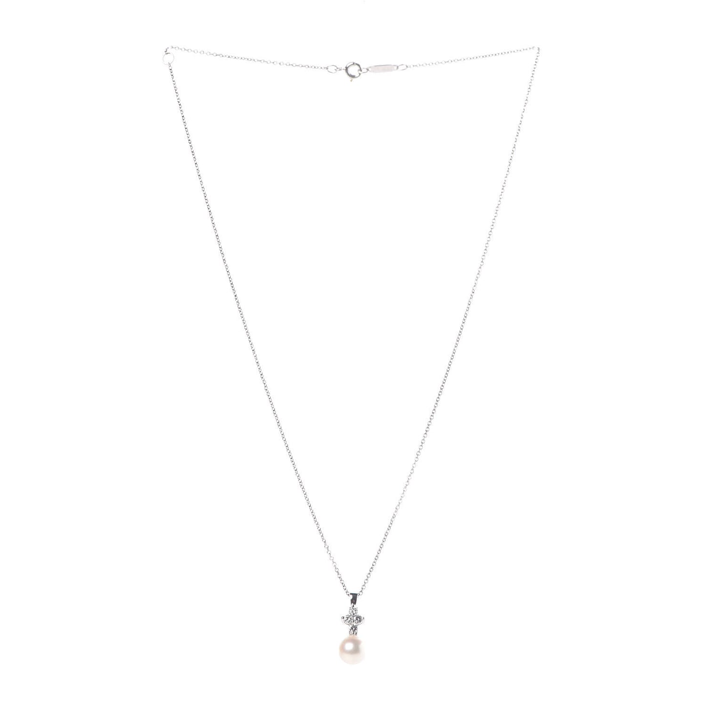 Platinum Pearl Diamond Pendant Necklace