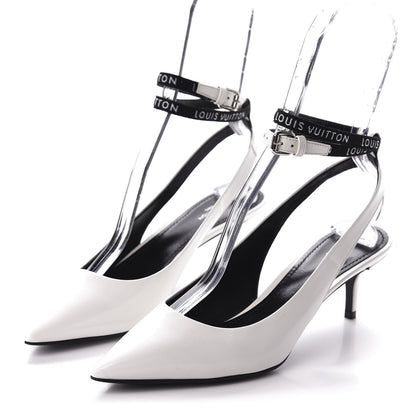 Louis Vuitton Patent Call Back Open Back Pumps 38.5 White 3 of 8