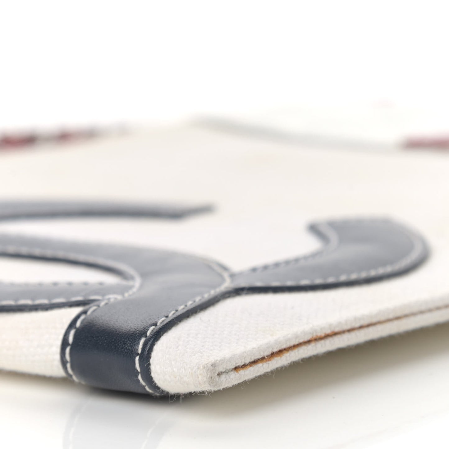 Canvas Metallic Lambskin Quilted Flag CC Pochette White