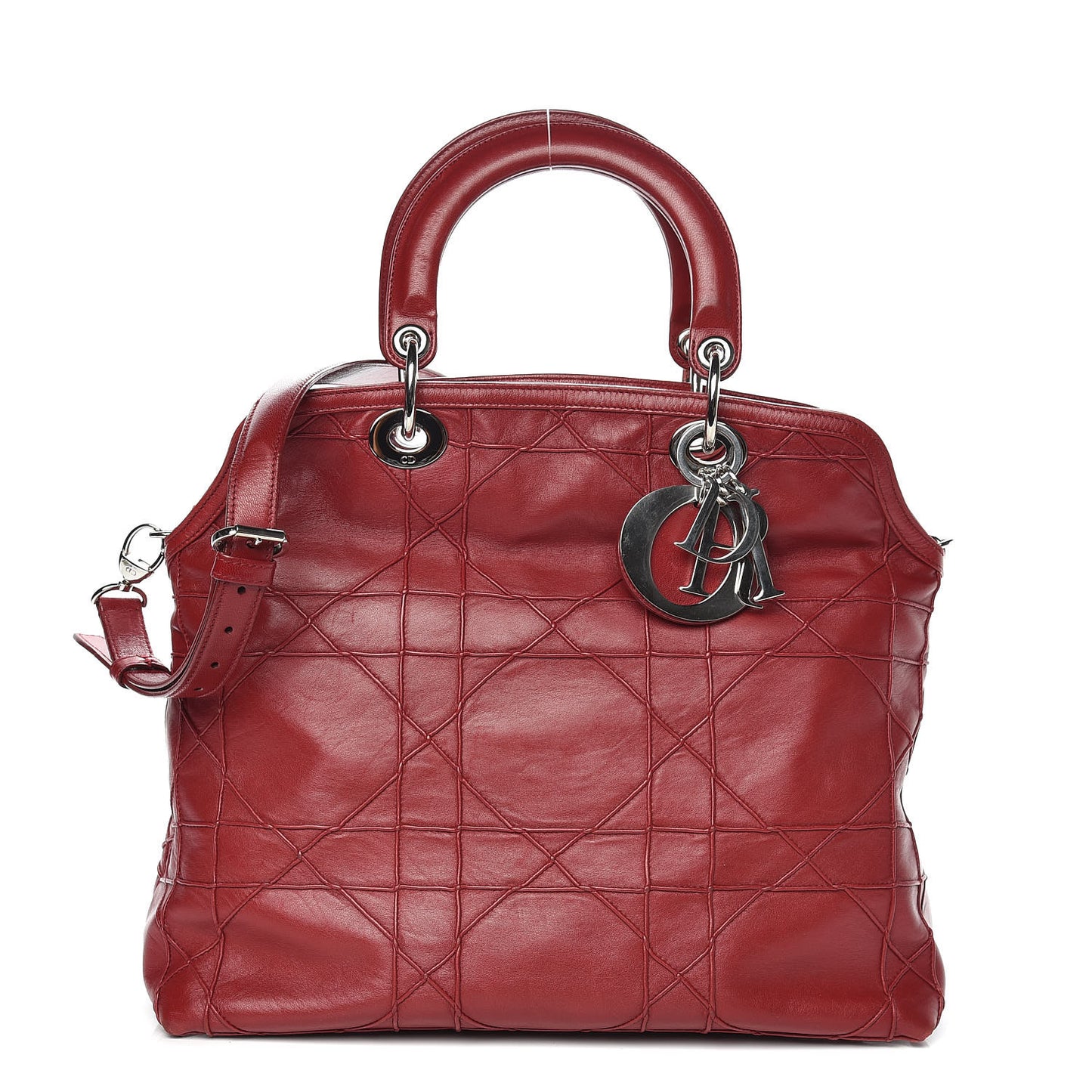 Lambskin Cannage Medium Granville Tote Red