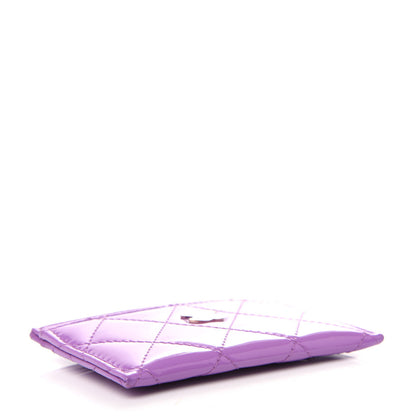 Chanel Patent Quilted Card Holder Purple 4 of 9