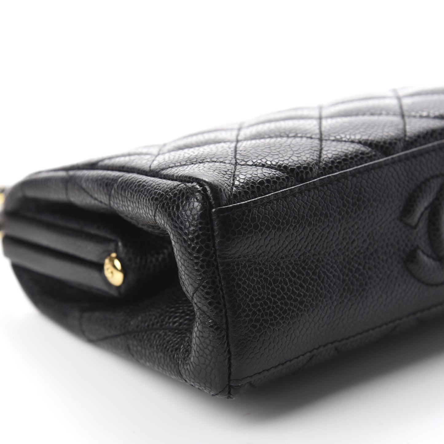 Caviar Quilted Frame Evening Bag Black