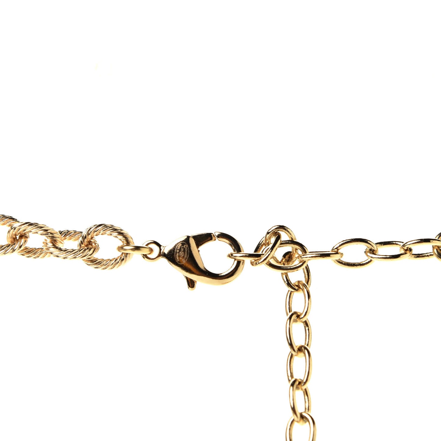 Metal Quilted CC Necklace Gold