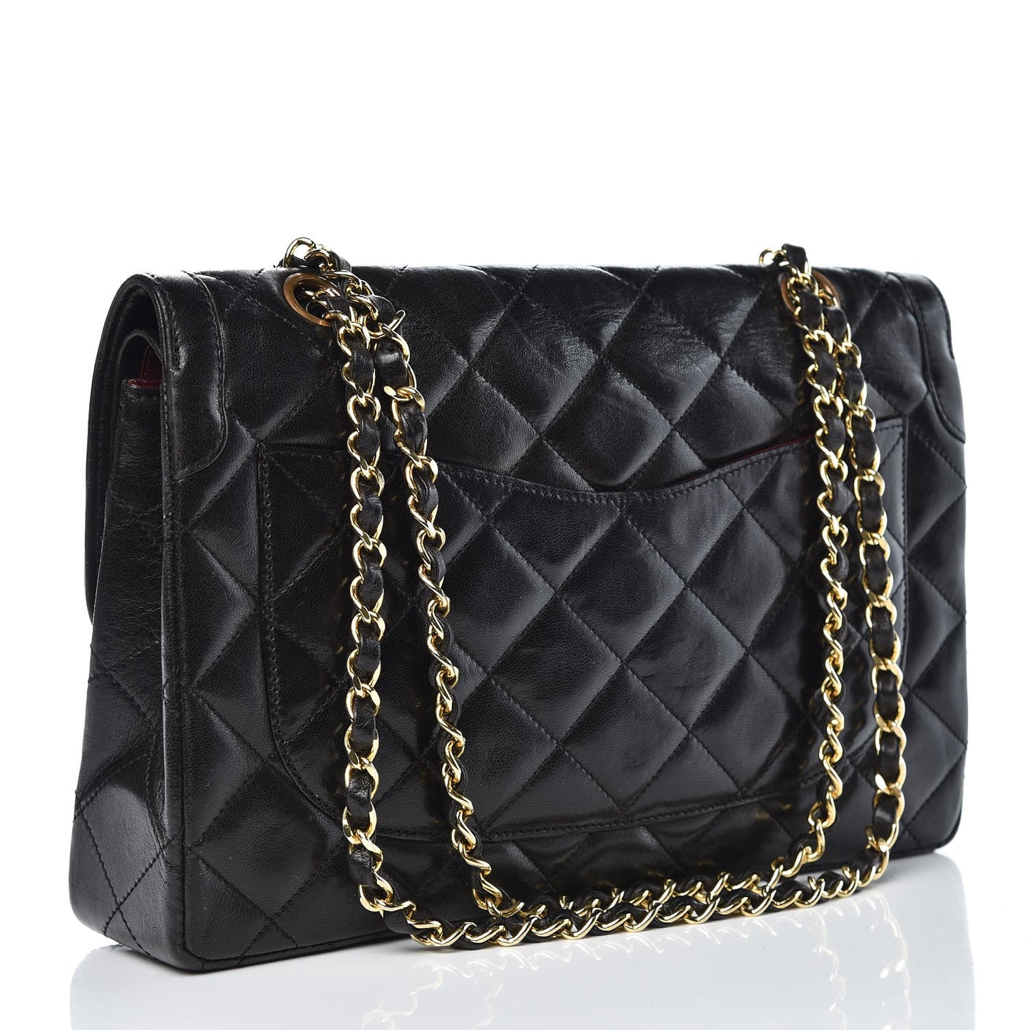 Lambskin Quilted Medium Double Flap Black