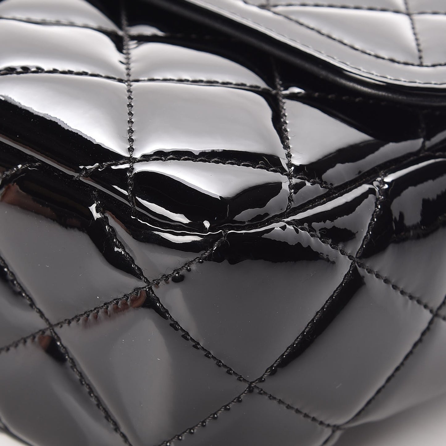 Patent Quilted Large Coco Shine Flap Black