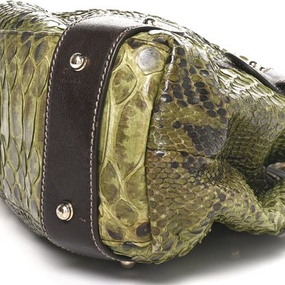 Gucci Snakeskin Medium Pelham Tote Green Brown 10 of 11