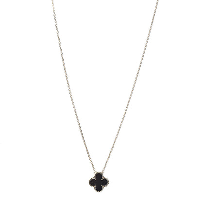 Van Cleef & Arpels 18K Yellow Gold Black Onyx Vintage Alhambra Pendant Necklace 1 of 5