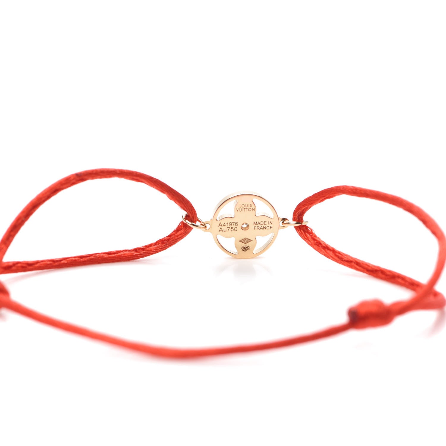 Louis Vuitton 18K Yellow Gold Diamond Silk Sun Idylle Cord Bracelet Red 4 of 5