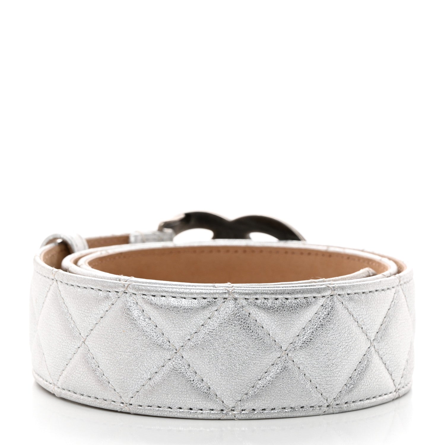 Chanel Metallic Lambskin Quilted CC Belt Silver 2 of 6