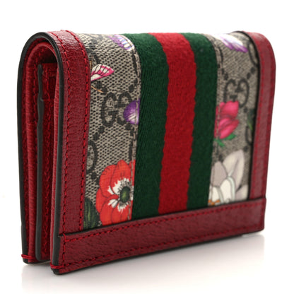 Gucci GG Supreme Monogram Flora Web Ophidia Card Case Red 3 of 6