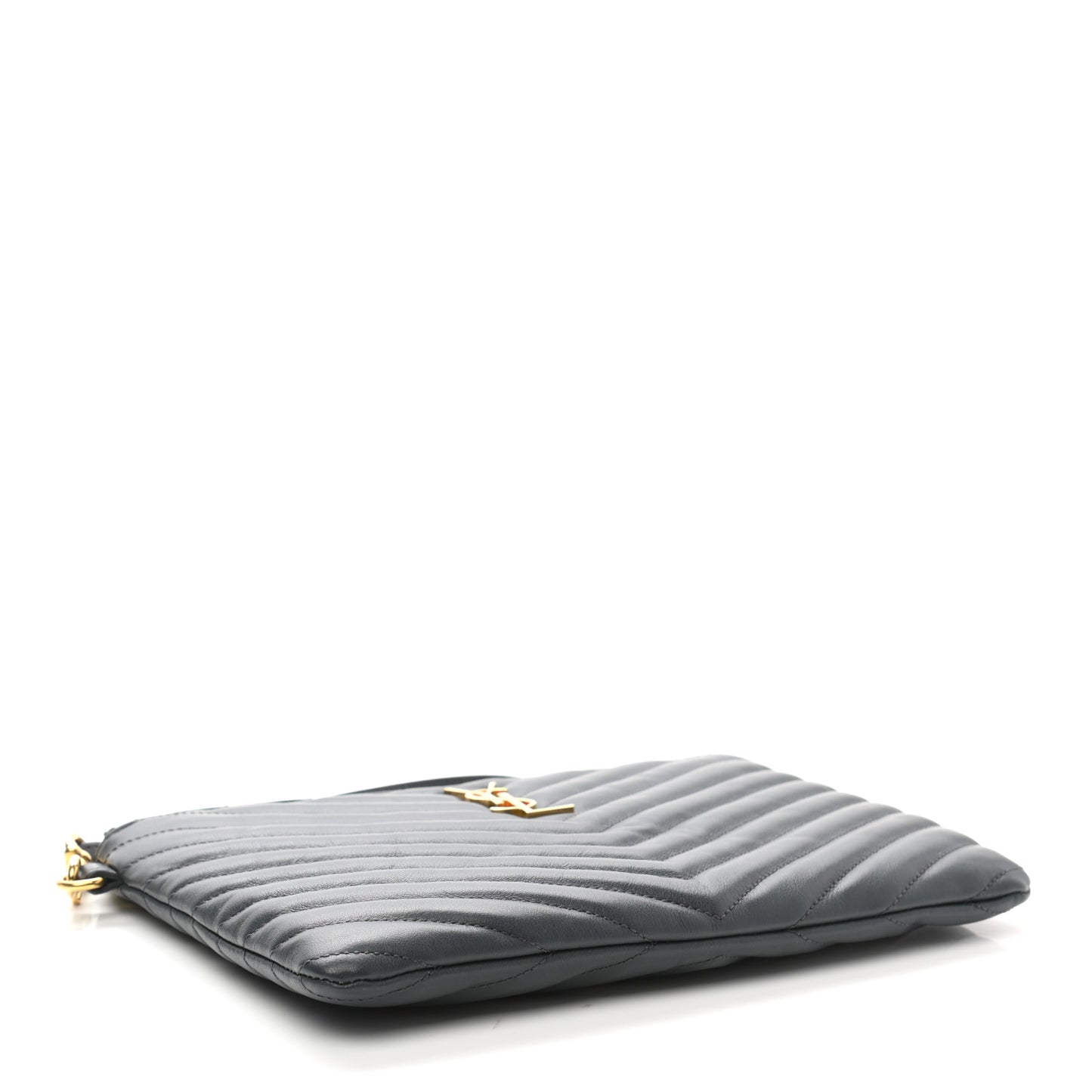 Calfskin Matelasse Chevron Monogram A5 Wristlet Dark Smog