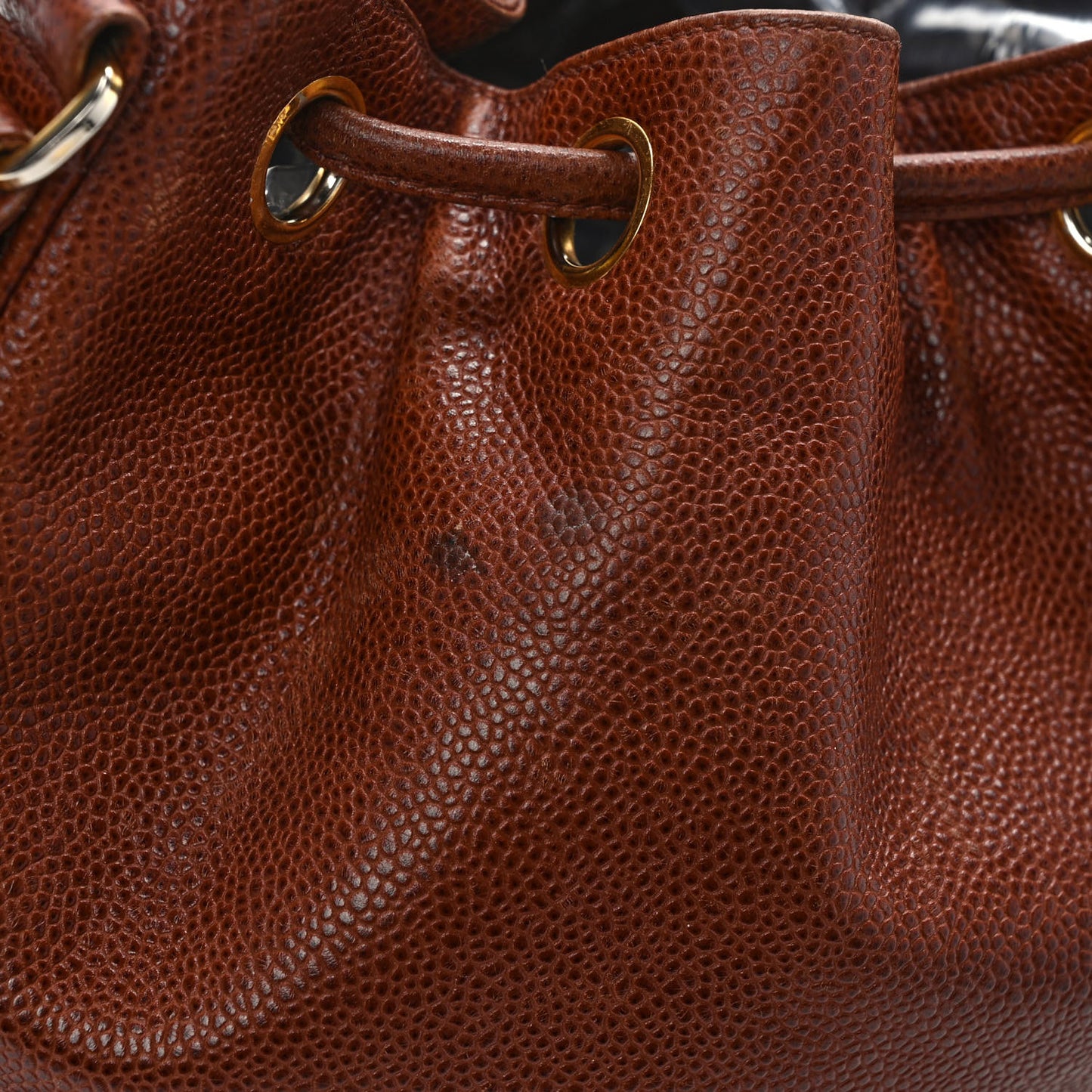 Caviar Drawstring Bucket Bag Brown