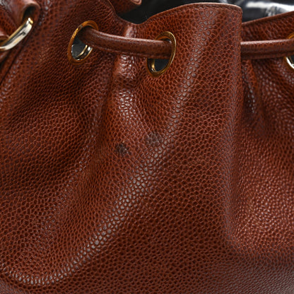 Chanel Caviar Drawstring Bucket Bag Brown 12 of 13