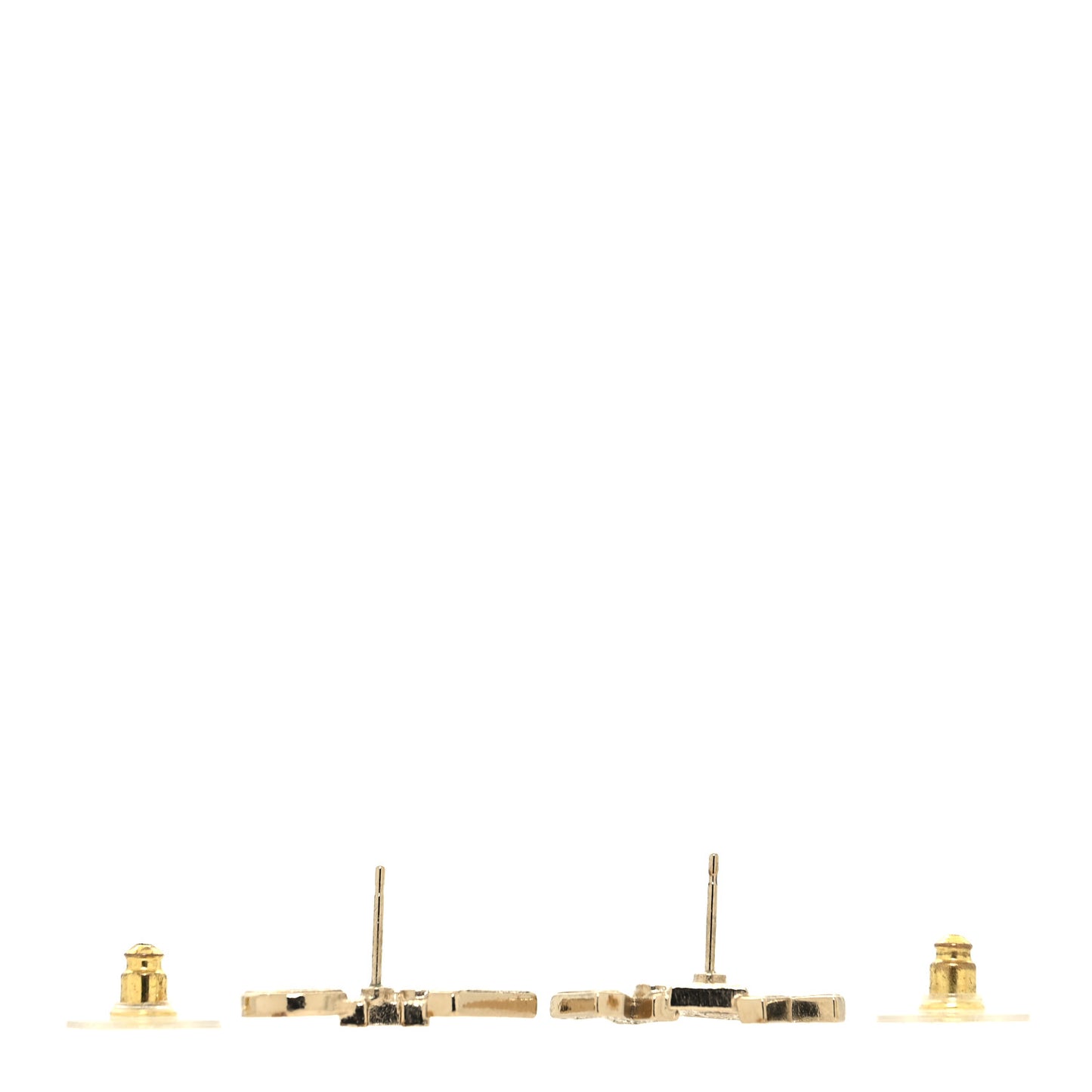 Crystal Cha-Nel Logo Earrings Gold