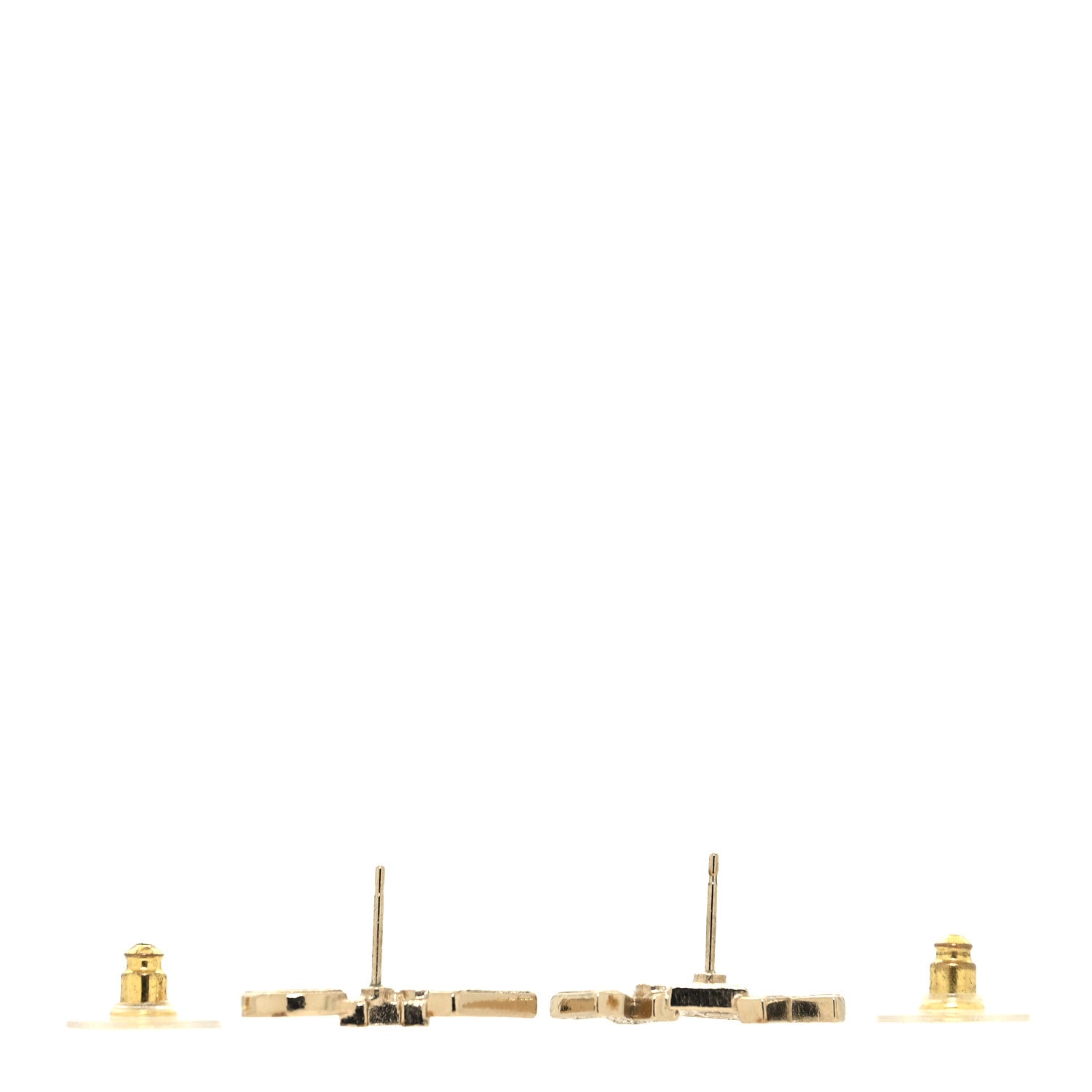 Chanel Crystal Cha-Nel Logo Earrings Gold 3 of 4