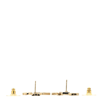 Chanel Crystal Cha-Nel Logo Earrings Gold 3 of 4