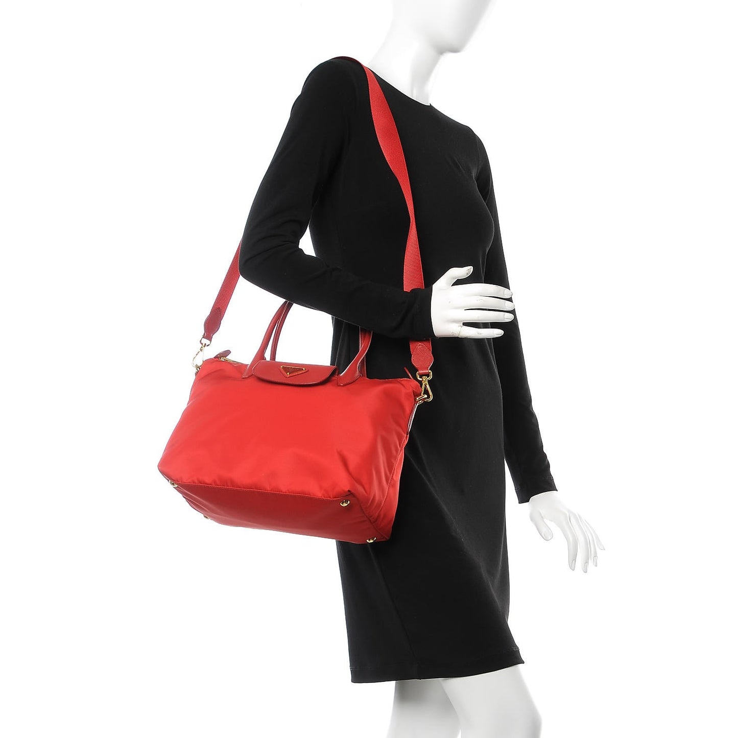 Saffiano Tessuto Nylon Tote Rosso